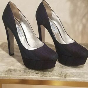 NWT AUTHENTIC PRADA TARTAN PLATFORM HEELS